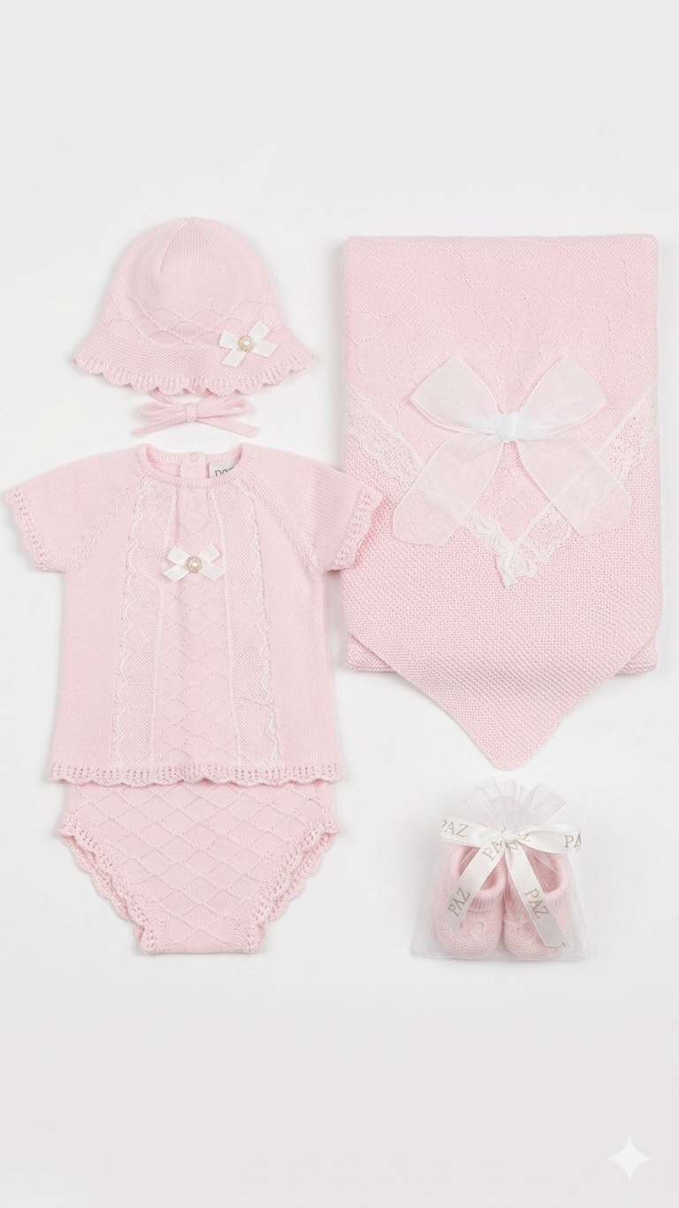 Set nascita Paz Rodriguez rosa pastello