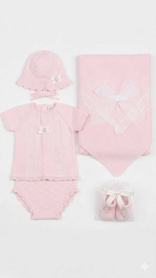 Set nascita Paz Rodriguez rosa pastello